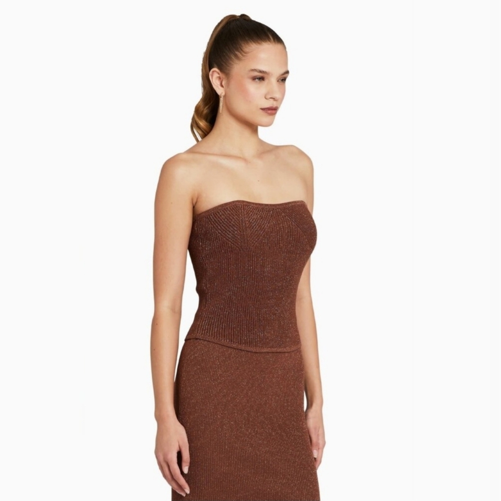 Amanda Uprichard Free People Vanita Knit Set In Brown/Copper Women's Size XL